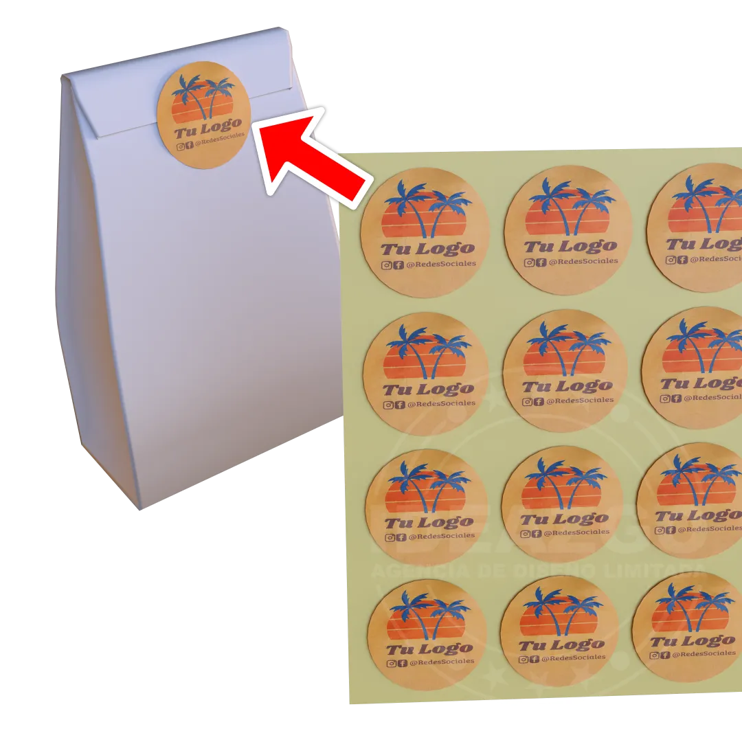 Sticker sirven para cerrar bolsas de papel para entregas